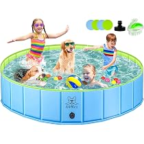 Piscina Pieghevole Per Cani Grandi/Piccoli E Bambini - 160x30 Cm, Materiale PVC Resistente, Antiscivolo, Con Spazzola E Valvola Di Scarico, Facile Da Montare