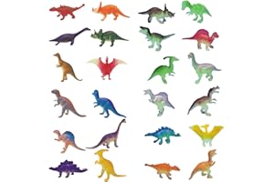 Tyrzol 24-Piece Mini Dinosaur Toys - Glow in Dark Dinosaur Figures & Cake Decorations for Birthday Parties