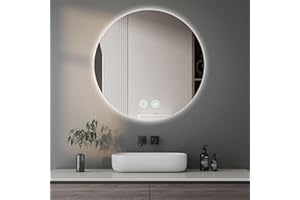 ZMHPLKH specchio bagno con luce specchio bagno ledVetro temperato antideflagrante, disappannamento intelligente, luci a tre colori regolabili, funzione di memoria, adatto per bagni, hotel, servizi igienici