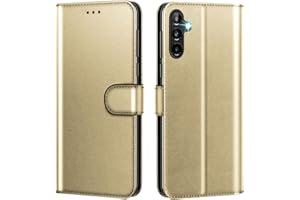 New&Teck Funda para Samsung Galaxy A14 4G/5G Funda Cartera de Cuero Multifuncional con Cierre Magnético Antigolpes (Oro)