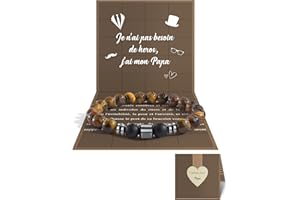 SUNSH Cadeau Papa, Cadeau Fete Des Peres, Cadeaux Fete Des Peres Original, Cadeaux Futur Papa, Cadeau Anniversaire Papa, Idee Cadeau ‌Père Fille Pierre Naturelle Bracelet Homme