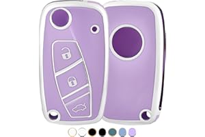 OFF WE GO Funda Llave Coche Carcasa para Fiat Bravo Doblo Ducate Panda Grande Punto Stilo Ulysse Fiorino Idea Qubo Casos de la Cubierta de Llave TPU Funda Tarjeta Llave, Plata Púrpura