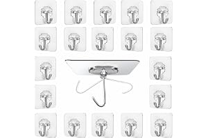 JIALTO 20 Pcs Adhesive Wall Hooks Heavy Duty Transparent Wall Hooks - Versatile Adhesive Hangers for Clothes, Kitchen Accessories, and More - for Wall Without Drilling