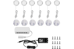 Lightess Lampe de Placard led 6er Éclairage Sous Meuble Lumière Armoire Applique Murale pour Cabinet Penderie Cuisine Entrée Couloir Toilette Blanc Froid