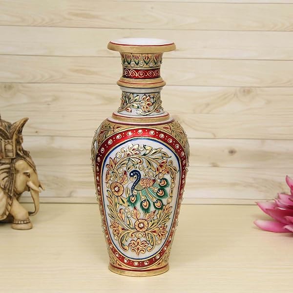 Buy Handicraft Kingdom Flower Plant with Marble Finish Pot