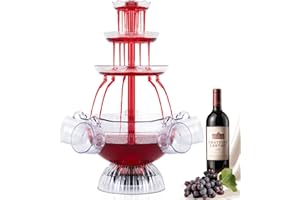 Drepint 3-stufiger Partybrunnen, 4L Trinkbrunnen mit LED Beleuchteter, Saft Und Weinbrunnen mit 5 Bechern, Klarer Getränkebrunnen Springbrunnen für Trinkspiele/Bar/Geburtstagsfeiern/Home Party