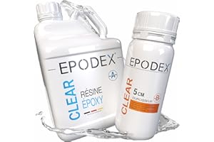 Kit résine époxy ECO+ EPODEX | Résine époxy transparente pour des coulées jusqu’à 5 cm | Kit de résine de coulée avec ou sans pigments de couleur | Pour table rivière, lampe, hautes coulées et plus