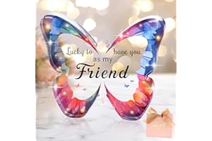 MOTONG Best Friend Gifts with Gift Box, Birthday Gifts for Women Dazzling Butterfly Crystal Acrylic Plaque Friendship Gifts for Women, Valentines Gifts for Her Christmas Thank You Gifts for Women
