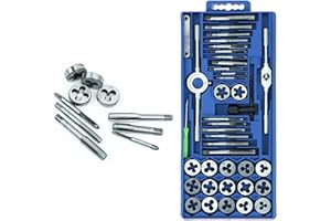 XMTECH 40-Tlg Gewindeschneidsatz M3-M12 Gewindeschneidwerkzeug-Satz Fein Gewinde Schneider Bohrer Werkzeug Set