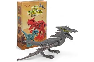 MIJOMA Kit di dinosauri fai da te: costruisci il tuo mini dinosauro, 5 modelli – Carnotaurus, T-Rex e altro ancora, personaggi in plastica mobile, gioco e divertimento per bambini (Pterosaurus)