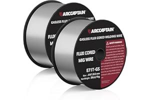 ARCCAPTAIN Fülldraht 0,8mm 2KG E71T-GS MIG Schweißdraht für Schweißgerät ohne Gas MIG/MAG FLUX Schweißdraht with TÜV Geprüft, D100 Drahtrolle mit 20mm Dorn, Packung 2