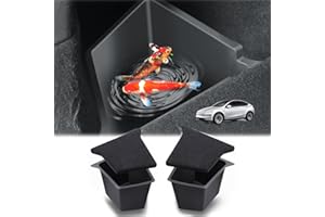 [Mejorado] GAFAT Tesla Model Y Juniper 2025 2026 Organizador de Maletero, TPE Resistente al Agua, Bandeja para Lado del Maletero, con Tapa Flocada, Tesla Model Y 2025 Accesorios (2 Unidades)