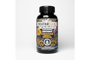 WellBoost Creatine Gold – 5000mg Creatine Monohydrate, Vegan, Sugar-Free Gummies for Lean Muscle Growth, Endurance, Recovery & Energy (1 Month Supply) with Mixed Berry Flavour.