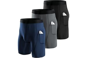 Niksa 3 Piezas Mallas Running Hombre Cortas Pantalones Cortos Compresión Básica Hombre Pantalones Cortos Entrenamiento con Bolsillo para Celular Secado Rápido Transpirable Pantalones Cortos
