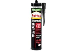 Pattex Montage High Tack, Montagekleber mit sehr starker Anfangshaftung, lösemittelfreier Baukleber für fast alle Materialien*, Klebstoff für innen und außen**, 1x511g Kartusche