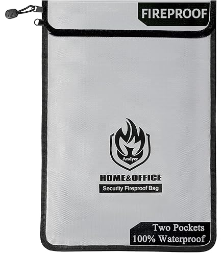 Fireproof Money Bag For Cash Fireproof & Waterproof Document Bag Set – 2 Sizes (Large & Small) For Protecting Cash, Passports, Tablets & Papers Up To 2000°F Fire Bag - View #4