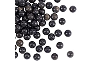 OLYCRAFT 98 pièces 8mm Perles de Pierre D'Obsidienne Naturelle Or Xaga Perles Brins Rondes en Vrac Pierres Précieuses Perles Énergie Pierre pour Bracelet Collier Fabrication de Bijoux