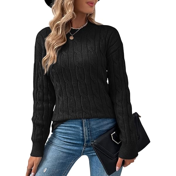 Zeagoo Gebreide damestrui, elegante pullover, V-hals, gehaakte pullover met lange mouwen, modieus, effen, casual bovenstuk, S-XXL, Donkerblauw, S