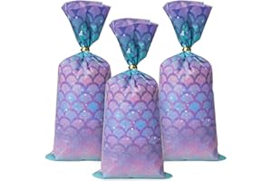 COLOFALLA 30Pz Sacchetti Cellophane Sirena Sacchetti Regalo Sirena Sacchetti Plastica Squame Sacchetti Caramelle Sirena Decorazione Festa Sirena Compleanno Regalo Sirena Bambina Legami Torsione (A)