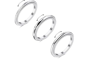 FIOROYAL 3 Pcs Fidget Ring für Angst Damen Edelstahl Ringe Silber Spinning Ring Antistress Anxiety Ring Fidget Spinner Ring Angstring Coole Ring Set für Anti Stress