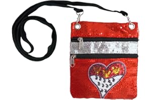 UNBEKANNT Kölner Dom Herz Umhängetasche Rot mit Pailletten | Glitzer Handytasche für Karneval & Fasching | Kölle Alaaf Kostüm Accessoire für Damen & Mädchen | Crossbody Bag