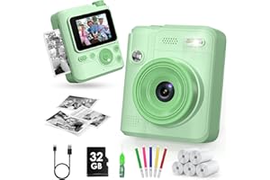 Gofunly Sofortbildkamera Kinder, 1080P HD Kinderkamera Sofortbildkamera mit 32GB Karte & DruckerPapier, Kamera Kinder Sofortdruck Kinderspielzeug Geschenke für Jungen und Mädchen 3-12 Jahre