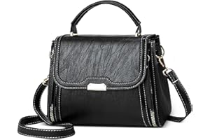 FORRICA Handbag Women Top Handle Bag Retro Shoulder Bag PU Leather Ladies Small Crossbody Bag for Shopping Daily Use Black