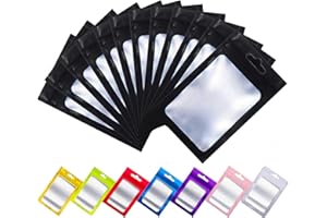 Rimiko 100 Piezas de Bolsas de Aluminio Resellables, Bolsas Mylar Herméticas Planas para Alimentos, Bolsas Pequeñas con Cierre Zip, Bolsas Plásticas para el Embalaje del Producto (Negro, 7,5x12cm)