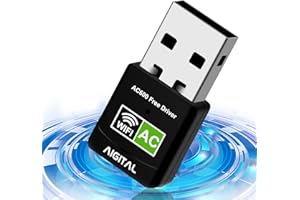 Aigital Wifi Dongle AC600 USB Adapter for PC, Driver Free Wireless Network Adapter for Desktop Laptop, 5G/2.4G Dual Band High Speed Mini Dongle Stick, Compatible with Windows 11/10/8.1/8/7/XP/Vista