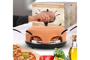 ‎HEIDENFELD Heidenfeld Pizzaofen | Pizzachef für 6 Personen - 1100 Watt bis 300°C - Backofen - Pizzaofen elektrisch - Pizza Ofen - Pizza Maker - Pizzamaker - Elektro Pizzaofen Raclette - Elektrischer Pizza-Ofen