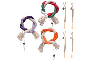 SZSIQI 7 Pcs Juguetes para Gatos: 3 Cuerdas Gato Masticable(70 cm) & 4 Palitos de Matatabi para Gatos(20 cm), Juguete de Hierba Gatera para Gato Interactive Cat Toys para Masticar Cuidado Dental