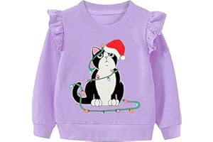 LXKA Girls Kids Christmas Jumper Sweatshirt Xmas Jumpers Reindeer Snowmen Dinosaur Santa Claus Long Sleeve Tops Cotton T-Shirts Toddler Crew Neck Casual Winter Clothes Age 1-7 Years