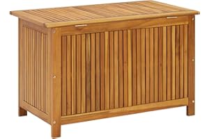Tidyard Caja de Almacenaje de Jardín Baúl de Almacenamiento Banco Almacenamiento Exterior Madera Maciza Acacia 90x50x106 cm