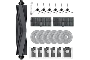 Kaiyaner 22 Pcs Accessoires pour Dreame X40 Ultra/L40 Ultra /X40 Ultra Complete/X40 Master/MOVA P50 Pro Ultra 1 Brosse Principale 6 Sac Aspirateur 6 Tampons Vadrouille 6 Brosses Latérales 2 Filtres