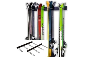 StoreYourBoard Ski Wall Storage Rack, 2 Pack Holds 16 Pairs, Steel Home and Garage Skis Mount
