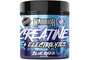 Warrior Creatine Monohydrate Powder + Electrolytes Powder 360g (80 Servings) – Performance, Hydration, Pre & Post Workout for Men & Women – Micronized Creatine + Electrolyte Supplement, Blue Razz