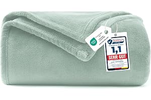 WAVVE Gosig filt salviagrön filt – fluffig fleecefilt 150 x 200 cm, varm sofföverdrag och filt, mjukt soffskydd XL för soffa