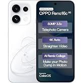 Oppo Reno16c 5G (Starry White, 8GB, 256GB) | 3D Design | 50MP 3.5X Telephoto Camera | 4K Video | AI Remix Collage | 7000mAh 80W SUPERVOOC | ColorOS 16 | IP69K | Dimensity 7300
