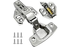 WAIZHIUA 12-Pieces Soft Close Cabinet Hinges - Full Overlay Concealed Hinges for Kitchen Cupboards, Wardrobe & Furniture (Bathroom Bedroom Dining Room), Includes Screws
