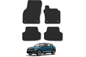 CAR MAT CO VW T-Roc (2017+) Heavy Duty Thick Rubber Car Mats Accessories Tailored Fit Front Rear Set Compatible Accessory Waterproof Durable Non-Slip 5mm Full Coverage Protection with Clips