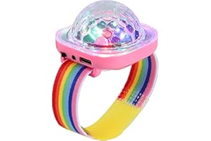 ‎LANCOON Lancoon Disco Ball Licht, Tragbare Mini Tragbare LED Lampe Nacht Stroboskop Uhr Armband USB Aufladen Sprachgesteuert mit Saugnapf für Kind Party Auto Tanzen DJ Club(Rosa)