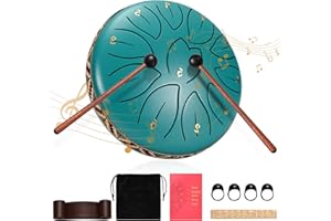 Couleeur - Tambor de lluvia para jardín exterior, 6 pulgadas, 8 notas, instrumento de lengua de acero, con baquetas, soporte para baquetas, meditación, yoga, educación musical, el mejor regalo para