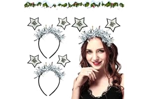 Giugio 2 Stück Happy New Year Haarreifen, Silvester Party Haarschmuck Zubehör, Silber Strass Glitzernd Silvester Party Haarreif, Haarreifen Weihnachten Stirnband für Erwachsene und Kinder