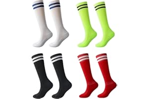 AOMHREK 4 Pares Medias Futbol NiñO, Calcetines Futbol NiñO Largos Transpirables, Entrenamiento Calcetines Deporte NiñOs, Medias De Futbol Para NiñOs NiñAs 7-13 AñOs Para FúTbol, Baloncesto, Correr