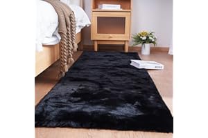 ‎GHOUSE Ghouse Kurzflor Wohnzimmer Teppich Schlafzimmer Matte Moderner Home Flauschig Weich Teppiche für Kinderzimmer Anti-Rutsch Unterseite Waschbarer Teppich 90x150 cm Schwarz