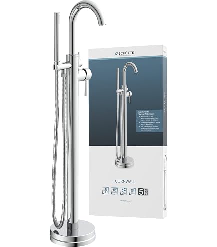 Standarmatur Freistehend Für Badewanne – Rundes Design In Gold, Mit Keramik-Kartusche, Einfach Montierbar