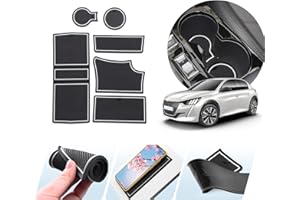 LUWU Nouvelle Peugeot 208 2008 / e-208 e-2008 2020-2024 2025 Voiture Tapis Antidérapant Tapis en Caoutchouc pour Console Centrale Porte-Gobelet Peugeot 2008 2023 Accessoires (Blanc)