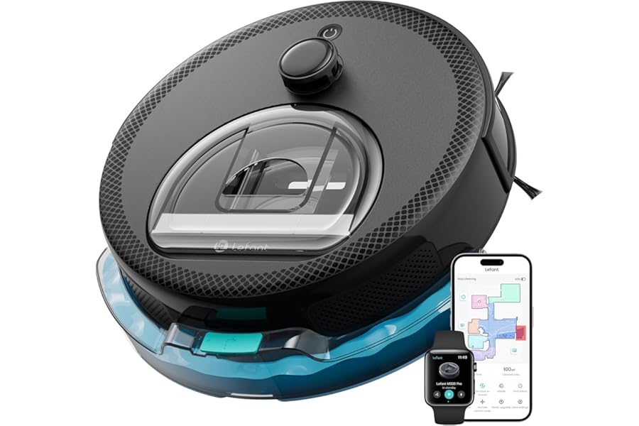 Lefant M330 Pro Robot Vacuum Cleaner with Mapping, Suction 5000Pa, 150min, Tangle Free, dToF Navigation, PSD Avoidance, Ideal for Carpets, Hard Floors, Alexa/APP/WiFi, Black