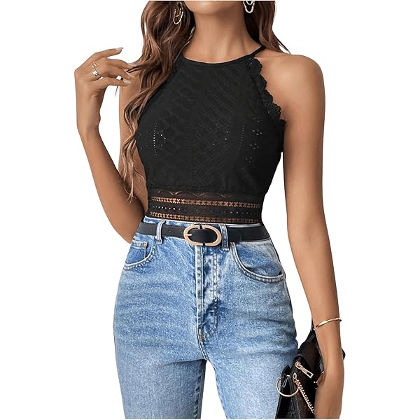 Damen Bodysuit Leopardenmuster Mit Spitze - Sexy Spaghettiträger Body Rückenfrei