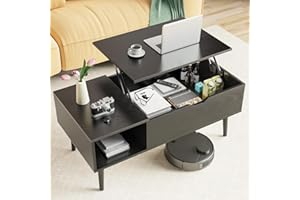 ‎DUMOS DUMOS Couchtisch Höhenverstellbar, Qualität Wohnzimmertisch, Couchtisch, Couchtische für Wohnzimmer, kleine, Moderne Holz-Mitteltische mit Ablagefach und verstecktem Fach (Schwarz)